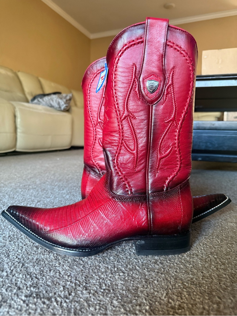 Red Leather Western Cowboy Boots
